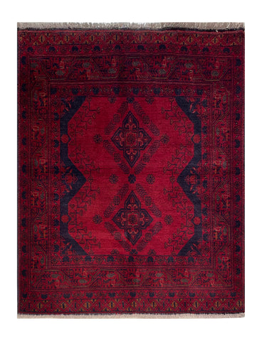 23710- Khal Mohammad Afghan Hand-Knotted Authentic/Traditional/Rug/Size: 4'9" x 3'8"