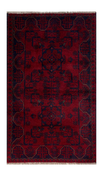 23736- Khal Mohammad Afghan Hand-Knotted Authentic/Traditional/Rug/Size: 4'1" x 2'5"