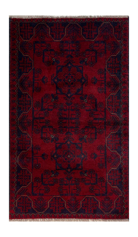 23736- Khal Mohammad Afghan Hand-Knotted Authentic/Traditional/Rug/Size: 4'1" x 2'5"
