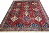 20581-Yalameh Hand-Knotted/Handmade Persian Rug/Carpet Tribal/Nomadic Authentic/ Size: 8'1" x 6'7"