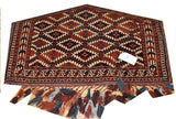 14651 - Turkoman Russian Hand-knotted Antique Tekke-design Authentic/Traditional Nomadic/Tribal Carpet/Rug / Size: 3'10" x 2'4"