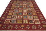 19275-Chobi Ziegler Hand-Knotted/Handmade Afghan Rug/Carpet Tribal/Nomadic Authentic 9'6" x 6'10"