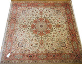 15050 - Tabriz Persian Hand-knotted Authentic/Traditional Carpet/Rug Silk-made/ Size: 8'2" x 8'2"