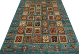 19107-Chobi Ziegler Hand-Knotted/Handmade Afghan Rug/Carpet Tribal/Nomadic Authentic/ Size: 7'7''x 5'5''