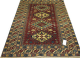 19366-Royal Shirvan Handmade/Hand-knotted Afghan Rug/Carpet Tribal/Nomadic Authentic/ Size: 6'5" x 4'9"