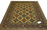 19367-Royal Shirvan Handmade/Hand-knotted Afghan Rug/Carpet Tribal/Nomadic Authentic/ Size: 6'5" x 5'2"