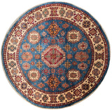 23813- Kazak Afghan Hand-knotted Contemporary/ Nomadic/Tribal Carpet/Rug/ Size: 5'10" x 5'10"