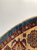 23813- Kazak Afghan Hand-knotted Contemporary/ Nomadic/Tribal Carpet/Rug/ Size: 5'10" x 5'10"