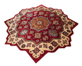 23815- Kazak Afghan Hand-knotted Contemporary/Nomadic/Tribal Carpet/Rug/ Size: 6'6" x 6'5"