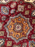 23815- Kazak Afghan Hand-knotted Contemporary/Nomadic/Tribal Carpet/Rug/ Size: 6'6" x 6'5"