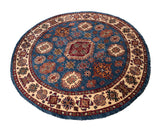 23814- Kazak Afghan Hand-knotted Contemporary/Nomadic/Tribal Carpet/Rug/ Size: 5'10" x 5'10"