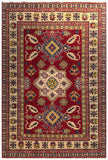 23793- Kazak Afghan Hand-knotted Contemporary/ Nomadic/Tribal Carpet/Rug/ Size: 7'6" x 5'7"