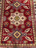 23793- Kazak Afghan Hand-knotted Contemporary/ Nomadic/Tribal Carpet/Rug/ Size: 7'6" x 5'7"