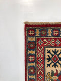 23793- Kazak Afghan Hand-knotted Contemporary/ Nomadic/Tribal Carpet/Rug/ Size: 7'6" x 5'7"