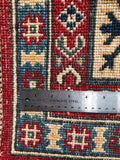 23793- Kazak Afghan Hand-knotted Contemporary/ Nomadic/Tribal Carpet/Rug/ Size: 7'6" x 5'7"