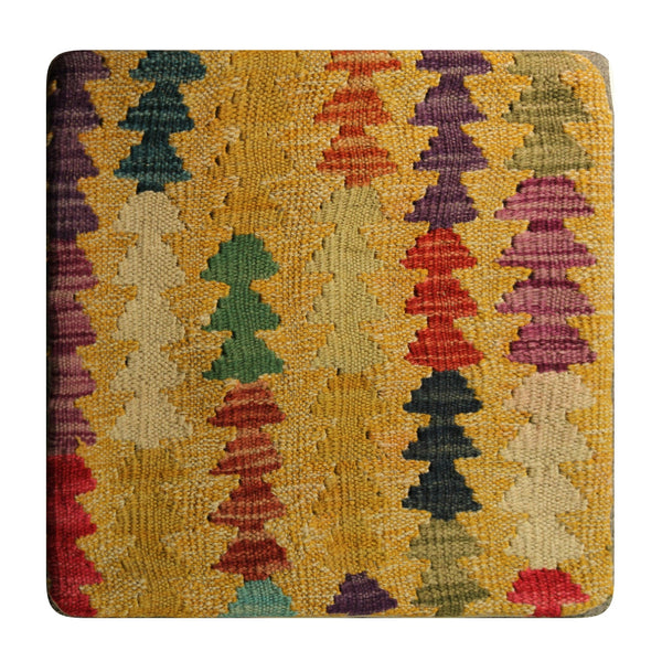 23208 - Kelim Hand-Woven/Flat Weaved/Handmade Afghan Kelim Pillow Cover/Carpet Tribal/Nomadic Authentic/Size: 1'8" x 1'8"