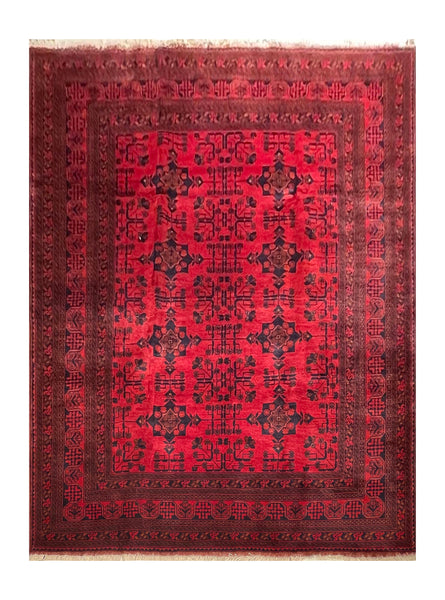 23753- Khal Mohammad Afghan Hand-Knotted Authentic/Traditional/Rug/Size/: 7'10" x 5'8"