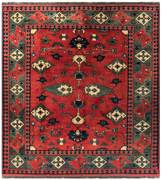 23920 - Chobi Ziegler Afghan Hand-Knotted Contemporary/Traditional/Size: 8'7" x 7'8"