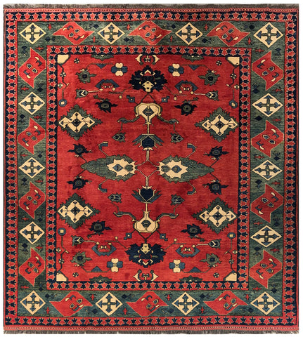 23920 - Chobi Ziegler Afghan Hand-Knotted Contemporary/Traditional/Size: 8'7" x 7'8"