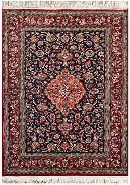 24114 -Ghom Hand-knotted/Handmade Persian Rug/Carpet Traditional Authentic/Size: 5'1" x 3'7"