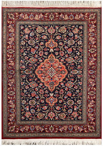 24114 -Ghom Hand-knotted/Handmade Persian Rug/Carpet Traditional Authentic/Size: 5'1" x 3'7"