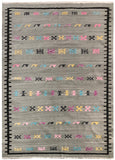 24081 - Kelim Hand-Woven/Flat-Weaved/Afghan Kelim/Carpet Modren/Nomadic Authentic/Size: 8'2" x 5'9"