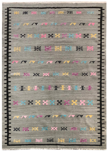 24081 - Kelim Hand-Woven/Flat-Weaved/Afghan Kelim/Carpet Modren/Nomadic Authentic/Size: 8'2" x 5'9"