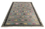 24081 - Kelim Hand-Woven/Flat-Weaved/Afghan Kelim/Carpet Modren/Nomadic Authentic/Size: 8'2" x 5'9"