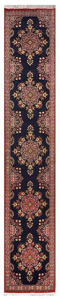 23891- Ghom Persian Hand-knotted Authentic/Traditional Carpet/Wool/ Rug/ Size: 13'9" x 2'10"