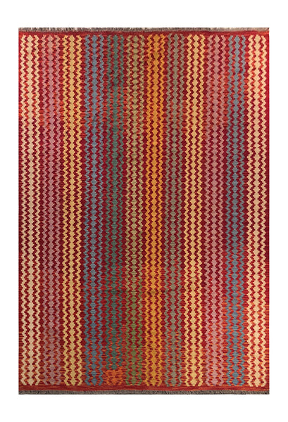 23992 - Kelim Hand-Woven/Flat-Weved/Afghan Kelim /Carpet Moden/Nomadic Authentic/Size: 9'9" x 6'7"