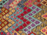 23938 - Kelim Hand-Woven/Flat-Weaved/Afghan Kelim /Carpet Modern/Nomadic Authentic/Size: 9'8" x 7'0"