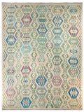 24023 - Kelim Hand-Woven/Flat-Weaved Afghan Kelim/Carpet Modren/Nomadic Authentic/Size: 13'1"x 9'9"