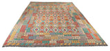 24021 - Kelim Hand-Woven/Flat-Weaved Afghan Kelim/Carpet Modren/Nomadic Authentic/Size: 13'0" x 10'0"