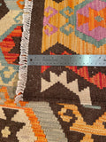 24015 - Kelim Hand-Woven/Flat-Weaved Afghan Kelim/Carpet Modren/Nomadic Authentic/Size: 11'1" x 8'7"