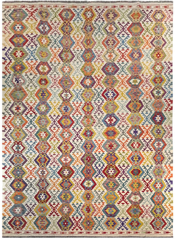 24026 - Kelim Hand-Woven/Flat-Weaved/Afghan Kelim/Carpet Modren/Nomadic Authentic/Size: 11'5" x 8'3"