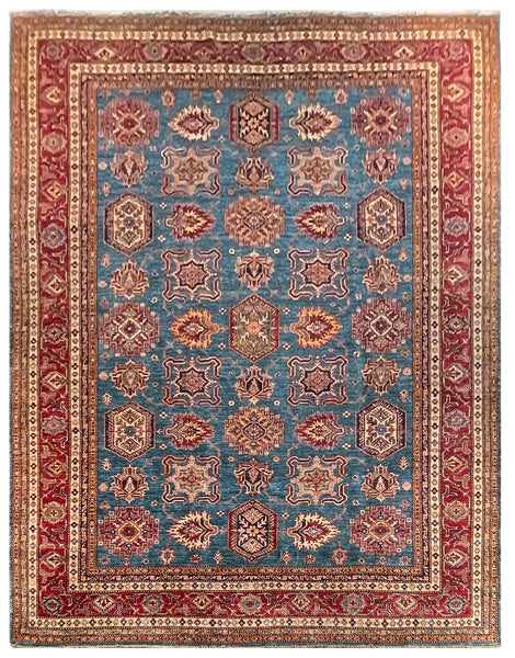 23936- Kazak Afghan Hand-knotted Contemporary/Nomadic/Tribal Carpet/Rug/ Size: 10'7" x 8'2"