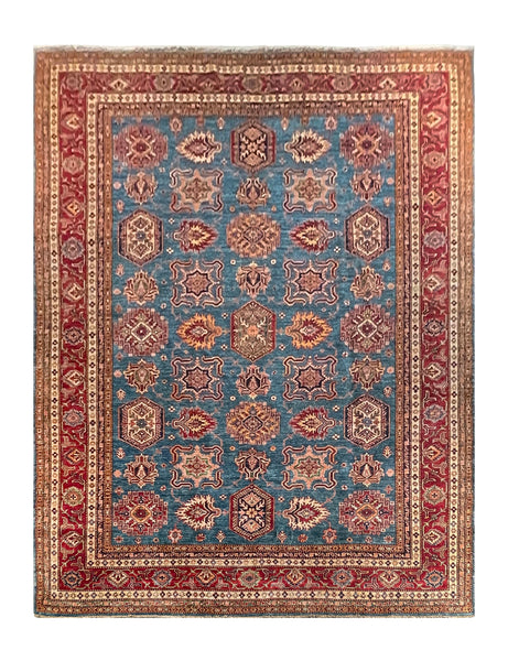 23936- Kazak Afghan Hand-knotted Contemporary/Nomadic/Tribal Carpet/Rug/ Size: 10'7" x 8'2"