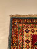 23936- Kazak Afghan Hand-knotted Contemporary/Nomadic/Tribal Carpet/Rug/ Size: 10'7" x 8'2"